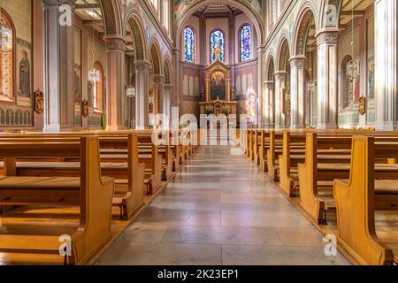 Innenraum der Kirche St. Peter und Paul in Lahr/Schwarzwald, Baden-Württemberg, Deutschland | St. Peter und Paul Kirche Innenraum, Lahr, Schwarzwald, Stockfoto