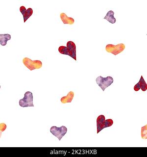 Halloween abstrakter Hintergrund mit Herzen. Zusätzlich einfaches Aquarell Halloween Muster mit bunten Herzen Stockfoto