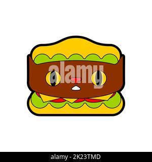 Burger Katze Cartoon isoliert. Hamburger Kat Stock Vektor
