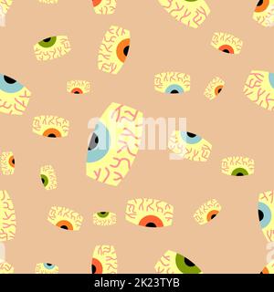 Rasta Augen Muster nahtlos. Tripy Auge. Süchtig mit roten Augen Hintergrund. Müde Augen mit Kapillarstruktur. Stock Vektor