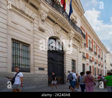 Madrid, Spanien, September 2022. Außenansicht des Vorsitzes der Madrider Gemeinschaft im Stadtzentrum Stockfoto