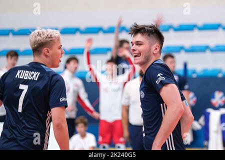 Montesilvano, Italien. 21. September 2022. (9/21/2022) Jakub Olszewski (POL) während der CEV U20 Volleyball Europameisterschaft 2022 in Montesilvano (Foto von Elena Vizzoca/Pacific Press/Sipa USA) Quelle: SIPA USA/Alamy Live News Stockfoto