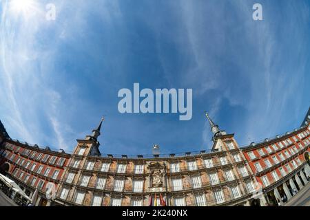 Madrid, Spanien, September 2022. Panoramablick auf die Plaza Major im Stadtzentrum Stockfoto