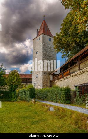 Türme der historischen Stadt WAL in Berching (Bayern, Deutschland) Stockfoto