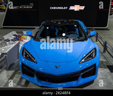 DETROIT, MI/USA - 14. SEPTEMBER 2022: Ein 2023 Chevrolet Corvette Z06 auf der North American International Detroit Auto Show (NAIAS). Stockfoto