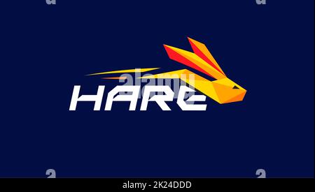 Hare Logo Konzept geometrische Kaninchen Symbol. Run Bunny Vektor-Logo für Speed-Rennen, Sport, Automotive und abstrakten dynamischen Stil Logo. Action und Drive Stockfoto