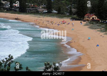 Newport Beach von der Barrenjoey Road aus gesehen. Newport ist einer der nördlichen Strände Sydneys. Foto: Bruce Palme Diese Bilder sind für die redaktionelle Verwendung bestimmt Stockfoto