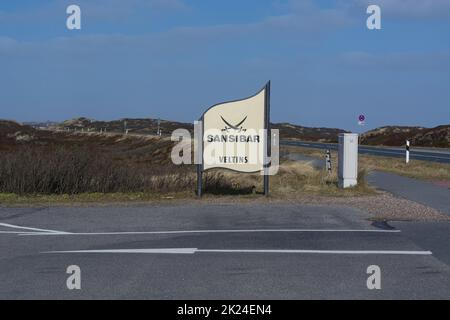 Sylt, 13. März 2020: In der Strandbar Sansibar, Kampen, Sylt, Nordfriesland, Schleswig-Holstein, Deutschland, Europa Stockfoto