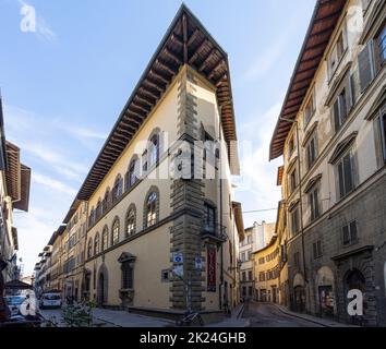 Florenz, Italien. Januar 2022. Außenansicht des Da Vinci Museumspalastes im Stadtzentrum. Stockfoto