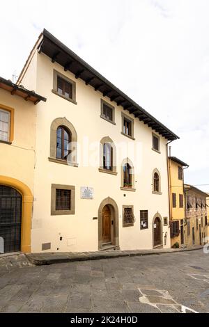 Florenz, Italien. Januar 2022. Das Haus, in dem der berühmte Astronom und Physiker Galileo Galilei im Stadtzentrum wohnte Stockfoto