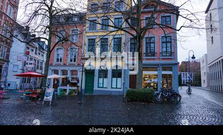 Aachen, Deutschland - 03. Januar 2022: Albrecht Dürer Stube Restaurant Fassade Blick auf die Straße Stockfoto