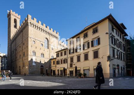 Florenz, Italien. Januar 2022. Blick auf das Gebäude des Bargello National Museums im Stadtzentrum Stockfoto