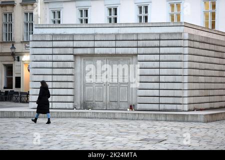 Mahnmal für die österreichischen jüdischen Opfer der Schoah, Judenplatz, Wien, Österreich - Gedenkstätte für die österreichischen jüdischen Opfer der Shoah, Jude Stockfoto