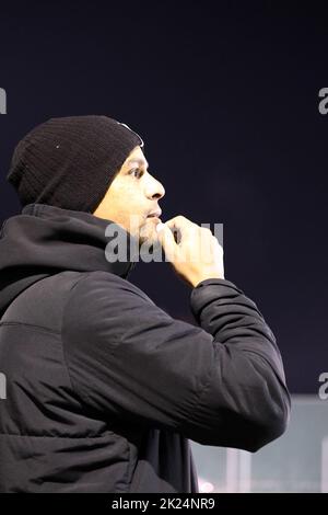 Trainer Marc Mark Lerandy (SV Oberachern) beim Spiel um den SBFV-Pokal Viertelfinale 21/22: FC 08 Villingen - SV Oberachern Stockfoto