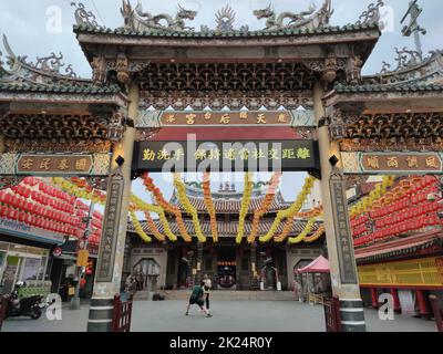 Lukang Tianhou Tempel, Zhanghua - Mar 17, 2022 : Lugang Tianhou Tempel, ein nationales Denkmal, wurde 1591 in der späten Ming-Dynastie gegründet und war es Stockfoto