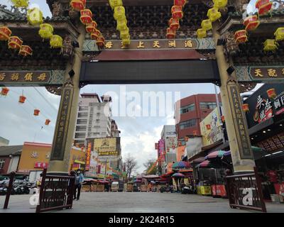 Lukang Tianhou Tempel, Zhanghua - Mar 17, 2022 : Lugang Tianhou Tempel, ein nationales Denkmal, wurde 1591 in der späten Ming-Dynastie gegründet und war es Stockfoto