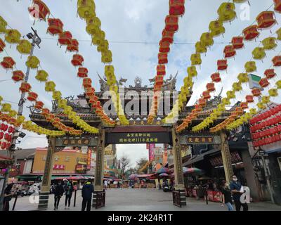 Lukang Tianhou Tempel, Zhanghua - Mar 17, 2022 : Lugang Tianhou Tempel, ein nationales Denkmal, wurde 1591 in der späten Ming-Dynastie gegründet und war es Stockfoto