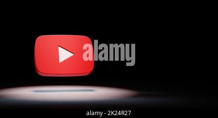 YouTube Logo 3D Symbolform auf schwarzem Hintergrund mit Copy Space 3D Illustration Stockfoto