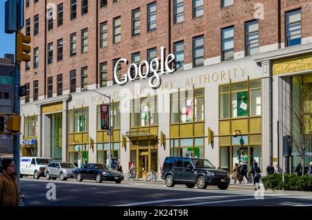 Google den Hafen von New York Authority Building Seitenansicht, Chelsea, New York City während sonnigen Wintertag, horizontal Stockfoto