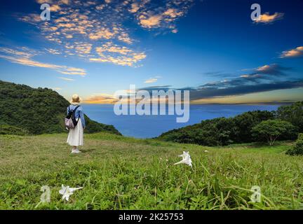 Xuhai Prairie landschaftlich schöner Prärieweg Pingtung County, Taiwan Stockfoto