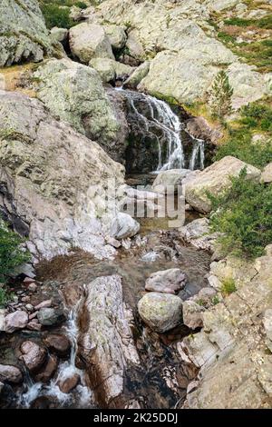 Bach zwischen Asco-Stagnu und Tighjettu, GR20, Korsika, Frankreich Stockfoto