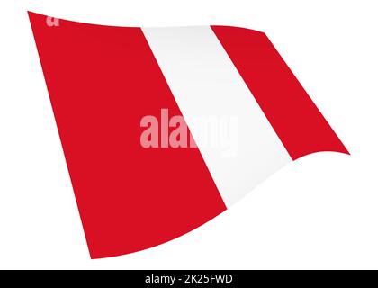 Peru winkende Flagge Grafik isoliert auf weiß mit Beschneidungspfad 3D Abbildung Stockfoto