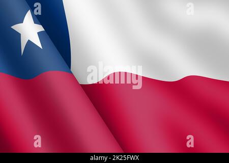 Chile winkende Flagge 3D Illustration Wind Welligkeit Stockfoto