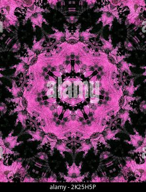 Abstrakter Hintergrund Rosa und schwarzer Kaleidoskop-Hintergrund Stockfoto