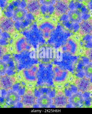 Handbemalter, Wasserfarbener Hintergrund Mit Kaleidoskop-Filter Stockfoto