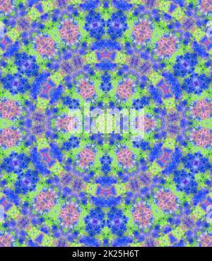 Handbemalter, Wasserfarbener Hintergrund Mit Kaleidoskop-Filter Stockfoto
