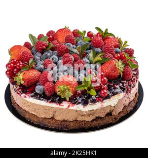 Mehrschichtiger Kuchen mit frischen Beeren Stockfoto