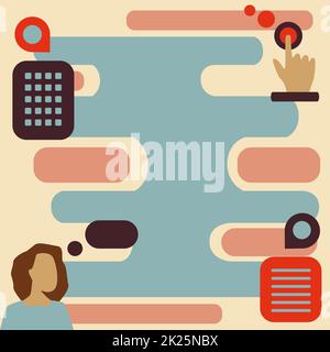 Frau Innovatives Denken, Führende Ideen Für Eine Stabile Finanzsicherheit Der Zukunft. Eine Dame, Die Über Die Prozessplanung Der Neuesten Strategien Für Secure Life Nachgedacht Hat. Stockfoto