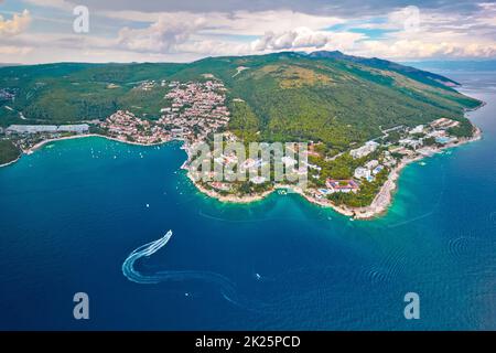 Rabac. Touristenstadt Rabac watefront aus der Vogelperspektive Stockfoto