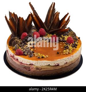 Dreifarbiger Schokoladen-Mousse-Kuchen Stockfoto