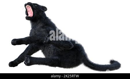 3D-Rendering Black Panther auf Weiß Stockfoto