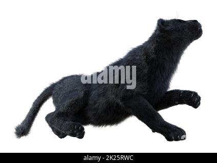 3D-Rendering Black Panther auf Weiß Stockfoto