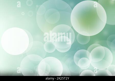Abstraktes Farbverlauf grün helltürkis blau glänzend verschwommen Hintergrund Textur mit kreisförmigen Bokeh Lichter in weichen Farben Stil. Wunderschöne Kulisse. Platz für Design. Stockfoto