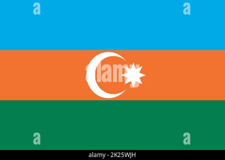 Aserbaidschan Flag Hintergrund Illustration große Feile blau orange grün sichelförmiger Stern Stockfoto