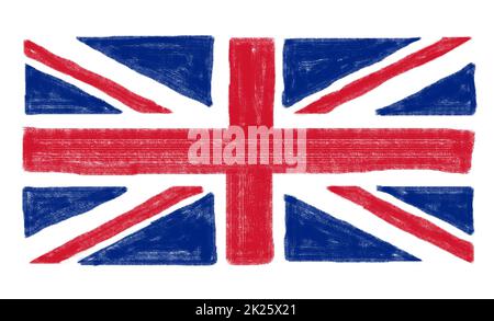 Hand gezeichnet Flagge des Vereinigten Königreichs (UK) aka Union Jack Stockfoto