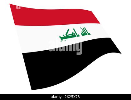 Irak winkende Flagge 3D Abbildung isoliert auf weiß mit Beschneidungspfad Stockfoto