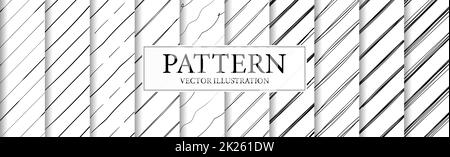 Set aus 10 verschiedenen abstrakten schwarzen und weißen Hintergründen - Vektor Stockfoto