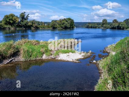 Idyllische Naturlandschaft im Donautal bei Kehlheim Stockfoto