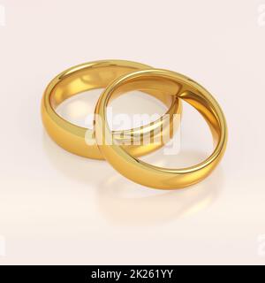 Zwei goldene Hochzeit Ringe Stockfoto