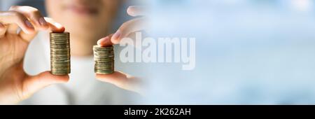 Lohngefälle Vergleichen, Geld Bezahlen Stockfoto