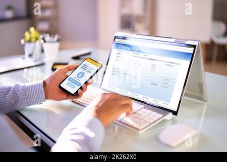 Zweistufige Online-Bank-Authentifizierung Stockfoto