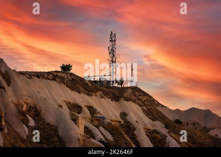 Mast-TV-Antennen Stockfoto