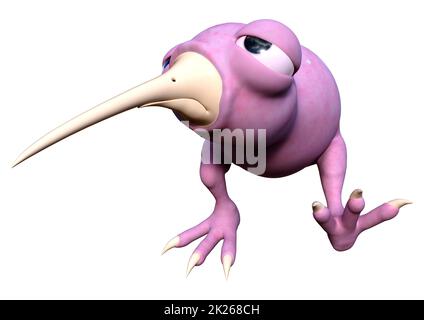 3D Kiwi Bird Chicken auf Weiß Stockfoto