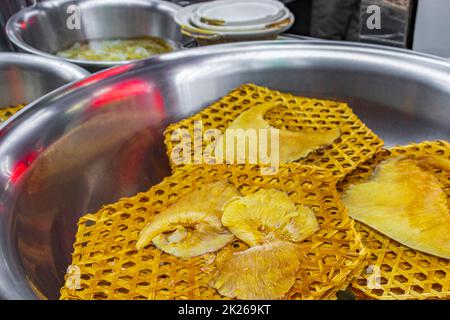 Thailändischer chinesischer Fisch- und Meeresfrüchtemarkt China Town Bangkok Thailand. Stockfoto