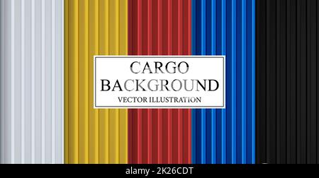 Set mit 5 Mustern für Frachtcontainer in verschiedenen Farben im Hintergrund – Vektor Stockfoto