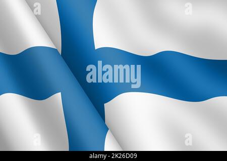 Finnland winkende Flagge 3D Illustration Wind Welligkeit Stockfoto